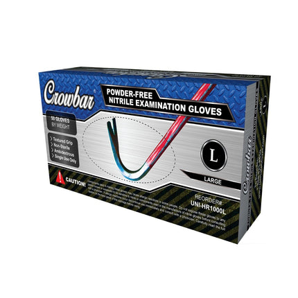UNI-HR1000S-CS, UNI-HR1000M-CS, UNI-HR1000L-CS, UNI-HR1000XL-CS, UNI-HR1000XXL-CS, Crowbar Heavy Duty 10 Mil Extended Cuff Nitrile Exam Gloves, Case - UNISAFE GLOVES