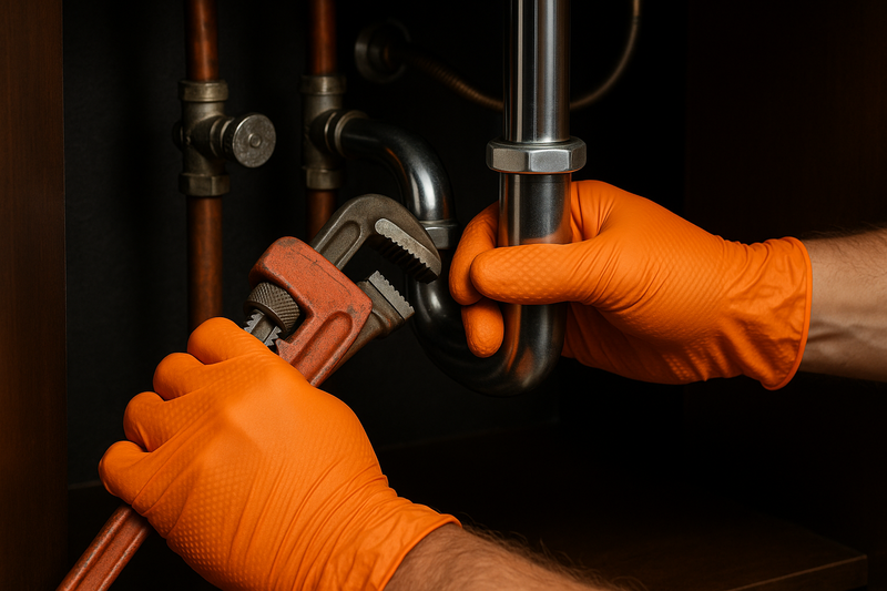 8 Mil Orange Nitrile Gloves with Diamond Texture