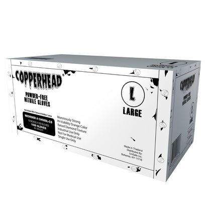 CH500S-Pallet, CH500M-Pallet, CH500L-Pallet, CH500XL-Pallet, CH500XXL-Pallet, Pallet (96 Cases) of Copperhead 8 Mil Heavy-Duty Powder Free Industrial Grade Orange Nitrile Gloves w/Diamond Texture - UNISAFE GLOVES
