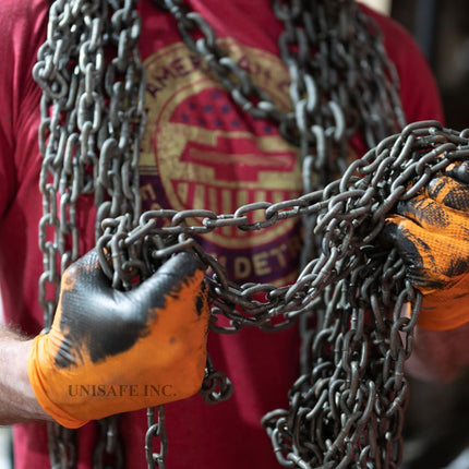 CH500S-CS, CH500M-CS, CH500L-CS, CH500XL-CS, CH500XXL-CS, Copperhead 8 Mil Heavy-Duty Powder Free Industrial Grade Orange Nitrile Gloves w/Diamond Texture, Case - UNISAFE GLOVES