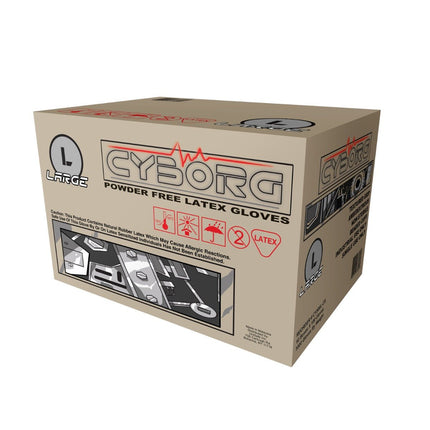 CY500S-CS, CY500M-CS, CY500L-CS, CY500XL-CS, Cyborg Powder Free Industrial Grade Latex Gloves, Case - UNISAFE GLOVES