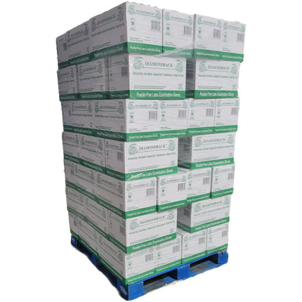 DBPF800S-Pallet, DBPF800M-Pallet, DBPF800L-Pallet, DBPF800XL-Pallet, Pallet (96 Cases) of Diamondback Heavy Duty Powder Free Latex Exam Gloves - UNISAFE GLOVES