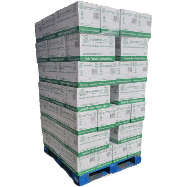 DBPF800S-Pallet, DBPF800M-Pallet, DBPF800L-Pallet, DBPF800XL-Pallet, Pallet (96 Cases) of Diamondback Heavy Duty Powder Free Latex Exam Gloves - UNISAFE GLOVES
