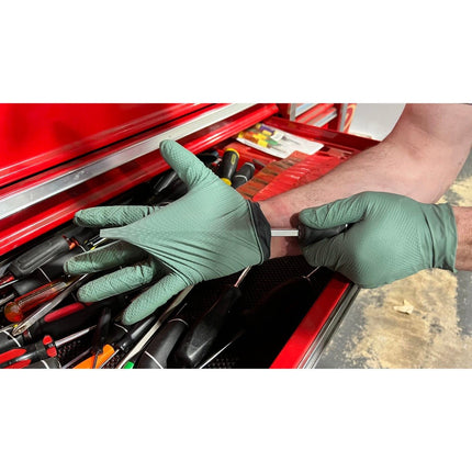 GZ700S-CS, GZ700M-CS, GZ700L-CS, GZ700XL-CS, GZ700XXL-CS, GZ700S-Pallet, GZ700M-Pallet, GZ700L-Pallet, GZ700XL-Pallet, GZ700XXL-Pallet, Glovezilla 8.5 Mil Dual-Layer Heavy-Duty Nitrile Gloves w/ Raised Diamond Texture - UNISAFE GLOVES