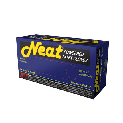 NTLA100S-CS, NTLA100M-CS, NTLA100L-CS. NTLA100XL-CS, Neat Lightly Powdered Industrial Grade Latex Gloves, Case - UNISAFE GLOVES