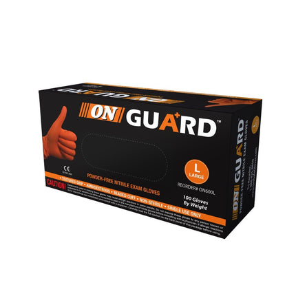 ON600S-CS, ON600M-CS, ON600L-CS, ON600XL-CS, On Guard Powder Free Orange Nitrile Exam Gloves, Case - UNISAFE GLOVES