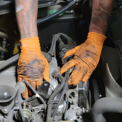 UNISAFE 8 Mil Tactical Grip Orange Nitrile Gloves in a Bucket - Refill Bag - UNISAFE GLOVES