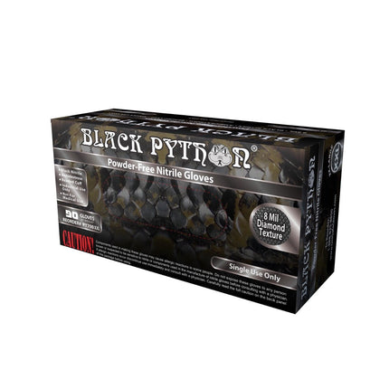 PY700S-Pallet, PY700M-Pallet, PY700L-Pallet, PY700XL-Pallet, PY700XXL-Pallet, Pallet (96 Cases) of Black Python 8 Mil Heavy-Duty Powder Free Industrial Grade Nitrile Gloves w/Diamond Texture - UNISAFE GLOVES