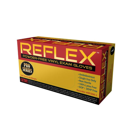 RF500S-CS, RF500M-CS, RF500L-CS, RF500XL-CS, Reflex Powder Free Vinyl Exam Gloves, Case - UNISAFE GLOVES