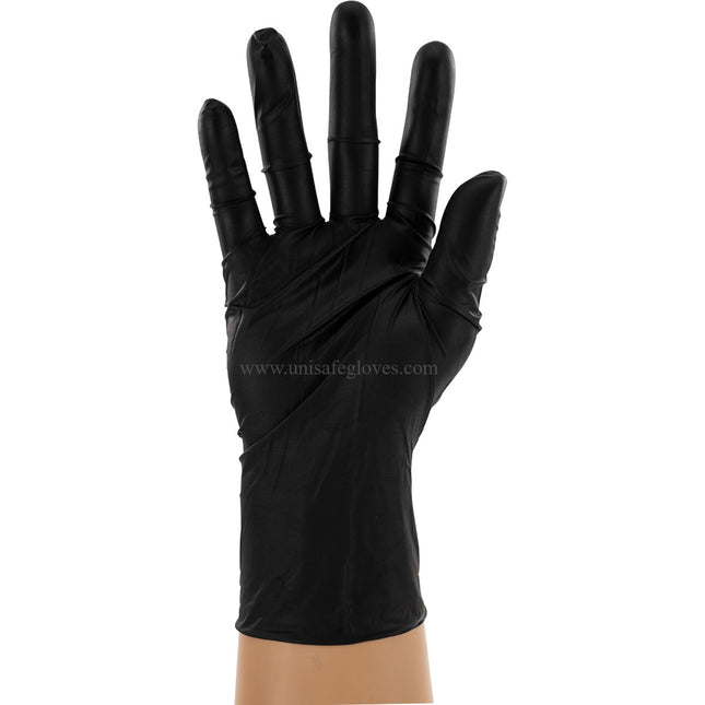 TGPF7S-CS, TGPF7M-CS, TGPF7L-CS, TGPF7XL-CS, TGPF7XXL-CS, TopGrip HD 7 Mil Powder Free Black Nitrile Exam Gloves, Case - UNISAFE GLOVES