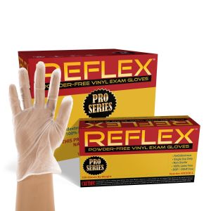 Reflex Powder Free Vinyl Exam Gloves, Case, Size Medium