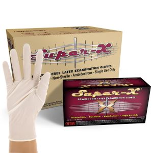 Super-X Powder Free Disposable Latex Examination Gloves, Size X-Large, Case