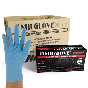 4 MilGlove Blue Powder Free Nitrile Gloves, Case