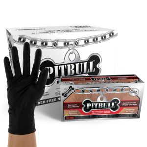 PitBull Powder Free Black Nitrile Exam Gloves, Case, Size XX-Large