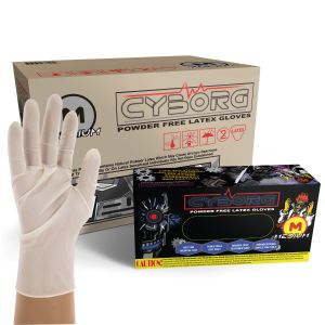 Cyborg Powder Free Industrial Grade Disposable Latex Gloves Size Medium, Case