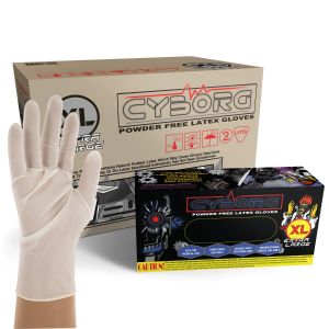 Cyborg Powder Free Industrial Grade Disposable Latex Gloves, Case, Size X-Large XL