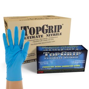 TopGrip Powder Free Industrial Nitrile Gloves, Case, Size Small