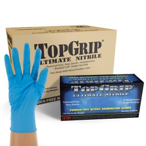 TopGrip Powder Free Industrial Nitrile Gloves, Case, Size Medium