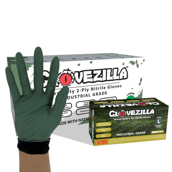 Glovezilla 8.5 Mil Heavy-Duty 2-Ply Nitrile Gloves, Diamond Texture, Case -  UniSafe Gloves